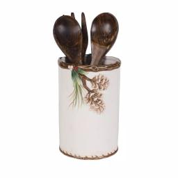 FITZ and FLOYD Forest Frost Ceramic Earthenware Utensil Holder - Winter Pine and Berry Design thumbnail 2