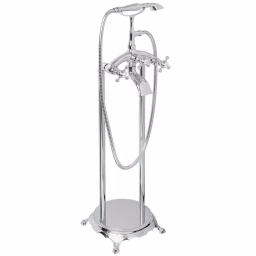 AKDY 3-Handle Freestanding Claw Foot Tub Filler with Telephone Hand Shower, Chrome thumbnail 1