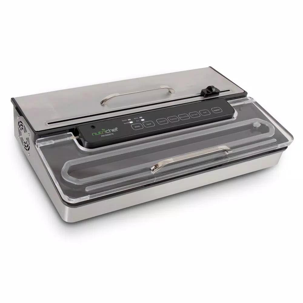 NutriChef Kitchen Pro Stainless Steel Food Vacuum Sealer System with Vacuum Bags and Roll