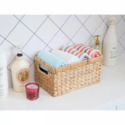 Vintiquewise Natural Water Hyacinth Rectangular Storage Bin Basket with Cutout Handles thumbnail 2