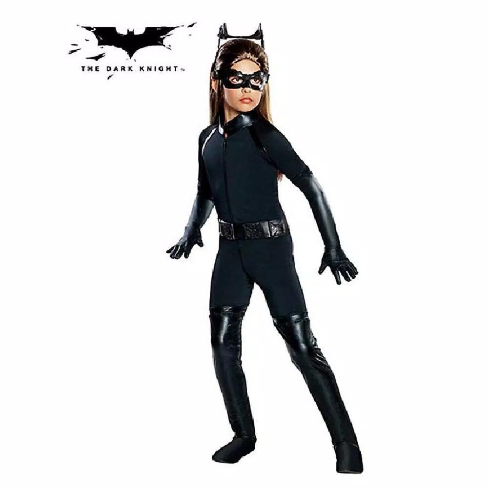 Rubie's Costumes Girls Deluxe Catwoman Costume - Black Faux Leather Superhero Villain Outfit
