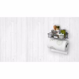 Spectrum Vintage Living Wall Mount Basket with Paper Towel Holder, Industrial Gray Steel thumbnail 6