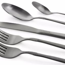 Megachef Cravat 20-Piece Matte Black Flatware Set, 18/10 Stainless Steel Silverware Service for 4 thumbnail 7