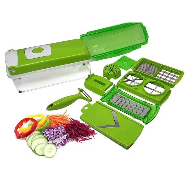 LavoHome 12-in-1 Multi-Use Vegetable Slicer, Dicer, and Chopper Set with Stainless Steel Blades