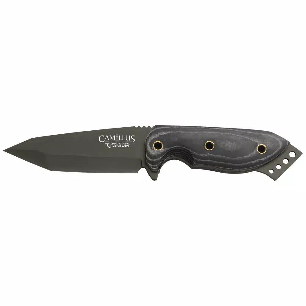 Camillus 7.75 in. Tanto Fixed Blade Knife with Carbonitride Titanium Coating and Micarta Handle