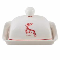 Molly Hatch Reindeer Stoneware Butter Dish, 6.75 in. Oval Holiday Serving Dish thumbnail 1