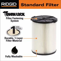 RIDGID Replacement Filter Set: VF4000 Pleated Paper & VF7000 Foam Filter for 5 Gal. or Larger Wet/Dry Vacuums thumbnail 6