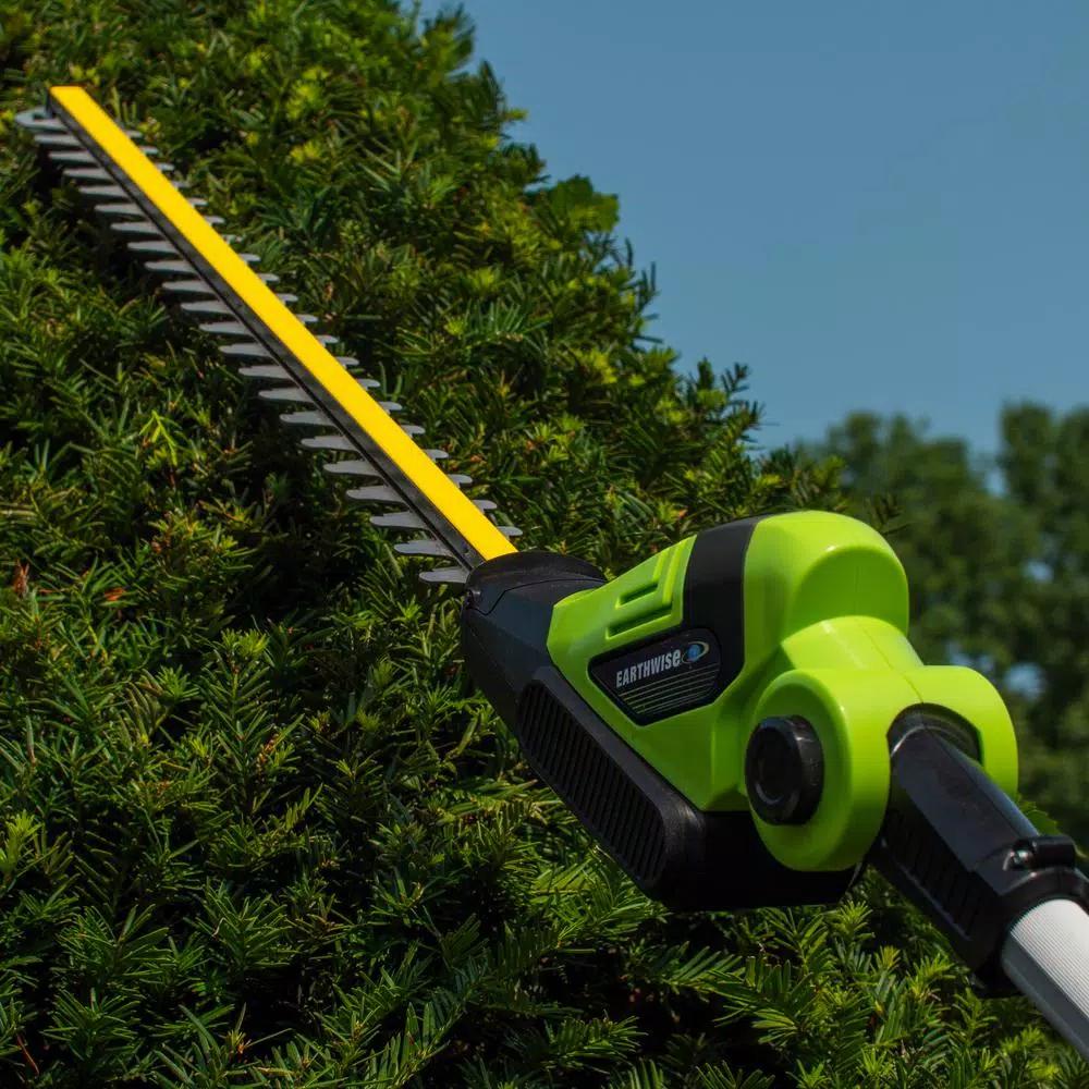 Earthwise 20V Cordless Pole Hedge Trimmer, 20 in. Blade, 2 Ah Battery and Charger Included