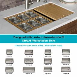 Kraus Workstation Kitchen Sink Accessory Set with Bamboo Serving Board and 6 Stainless Steel Prep Bowls thumbnail 3