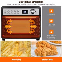 Costway 23 Qt. 12-in-1 Air Fryer Oven with Rotisserie, 1700W Convection Toaster Oven, Black thumbnail 7