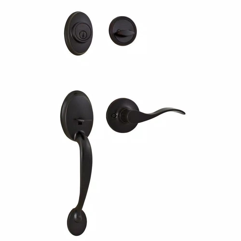 Weslock Premiere Essentials Hillcrest Single Cylinder Oil-Rubbed Bronze Left-Hand Door Handleset with New Haven Lever