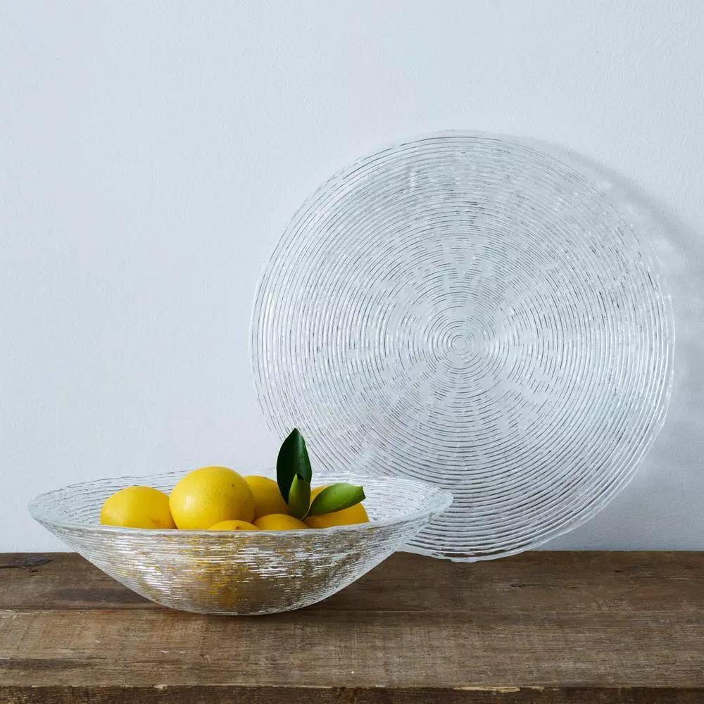 Noritake Hammock 14.5 in. Round Glass Serving Platter, Clear