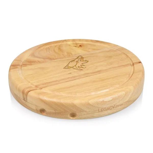 Picnic Time Circo Rubberwood Cheese Board and 4-Piece Stainless Steel Tool Set