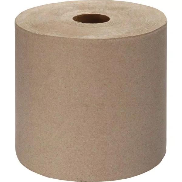 Genuine Joe Embossed Kraft Hardwound Paper Towels, 1-Ply, 6-Roll Case