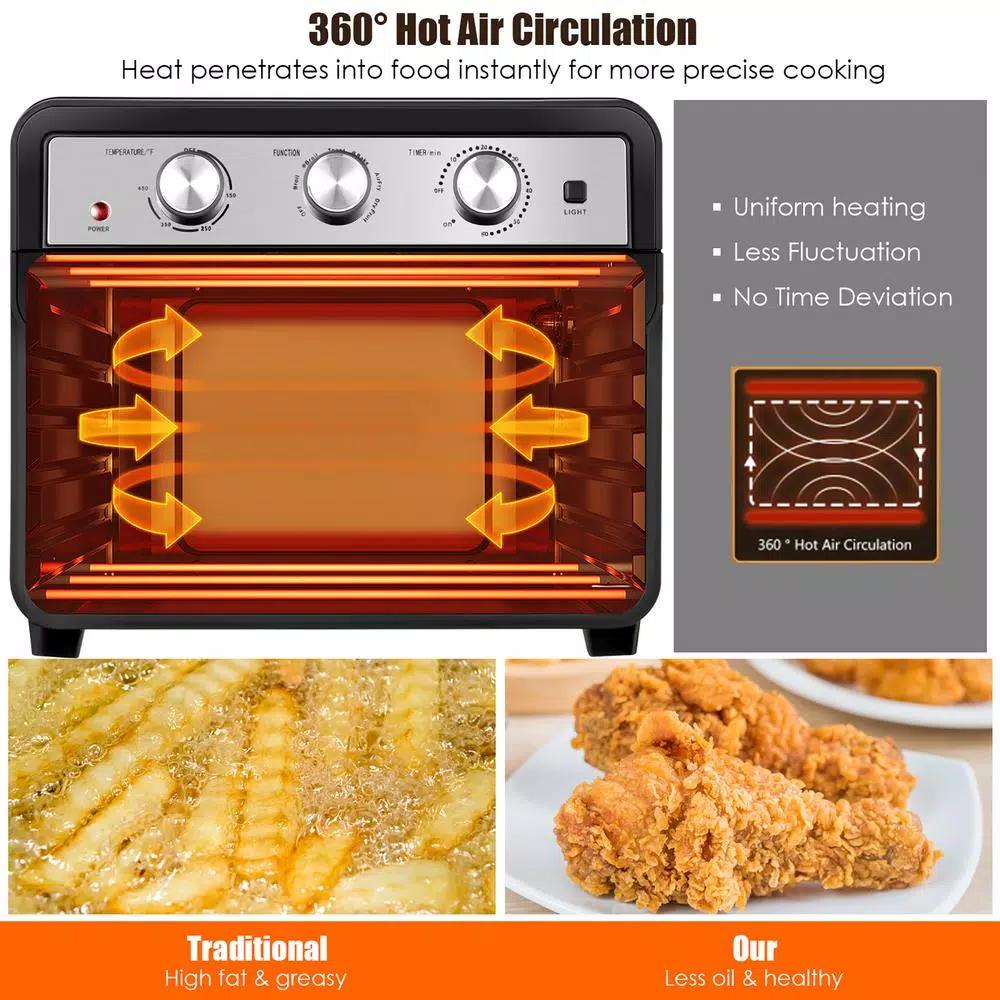 Costway 23 Qt. Black Air Fryer Oven with Rotisserie, 6-in-1 Convection Toaster Oven, 1700W