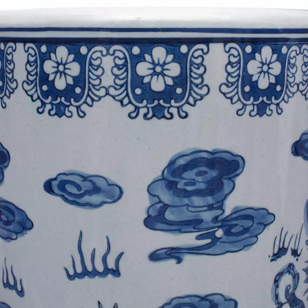 Unbranded 24 in. Blue and White Porcelain Dragon Umbrella Stand and Floor Vase