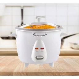 Continental Electric 6-Cup White Rice Cooker and Steamer with Tempered Glass Lid thumbnail 6