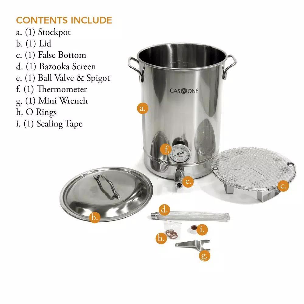 Gas One 64 qt. Stainless Steel Brew Kettle Complete Kit with Spigot and Accessories