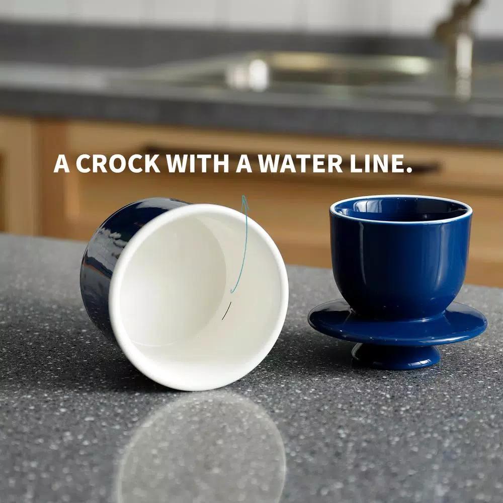 Sweese French Butter Crock - Navy Blue Porcelain Butter Keeper Dish for Fresh, Spreadable Butter