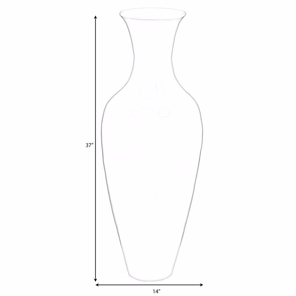 Uniquewise 37 in. White Modern Bamboo Tall Floor Vase - Trumpet Shape