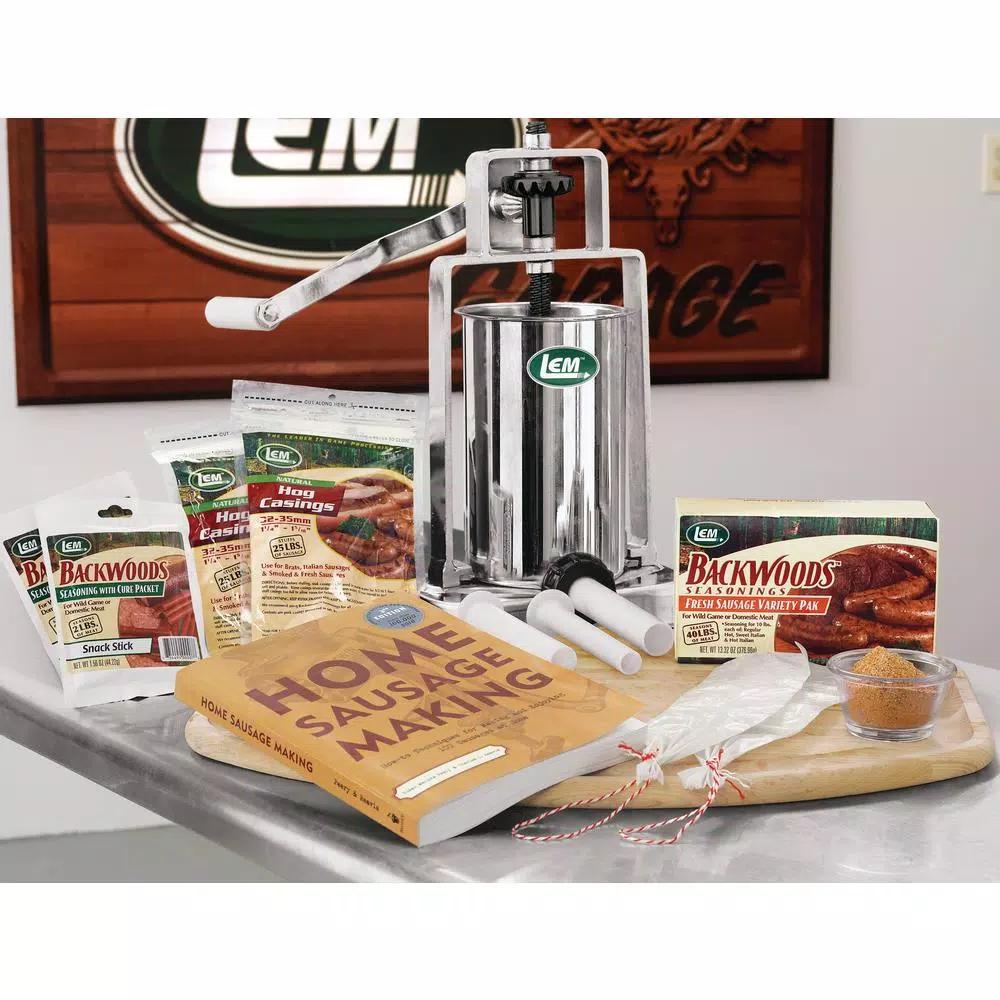 LEM 5 lb. Vertical Sausage Stuffing Kit with Seasonings and Casings