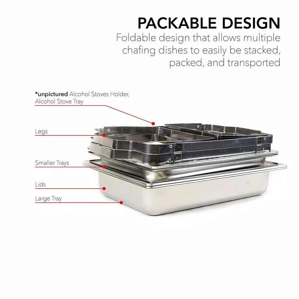 Alpha Living 8 Qt. Stainless Steel Chafing Dish Set with 2 Full and 2 Half Pans