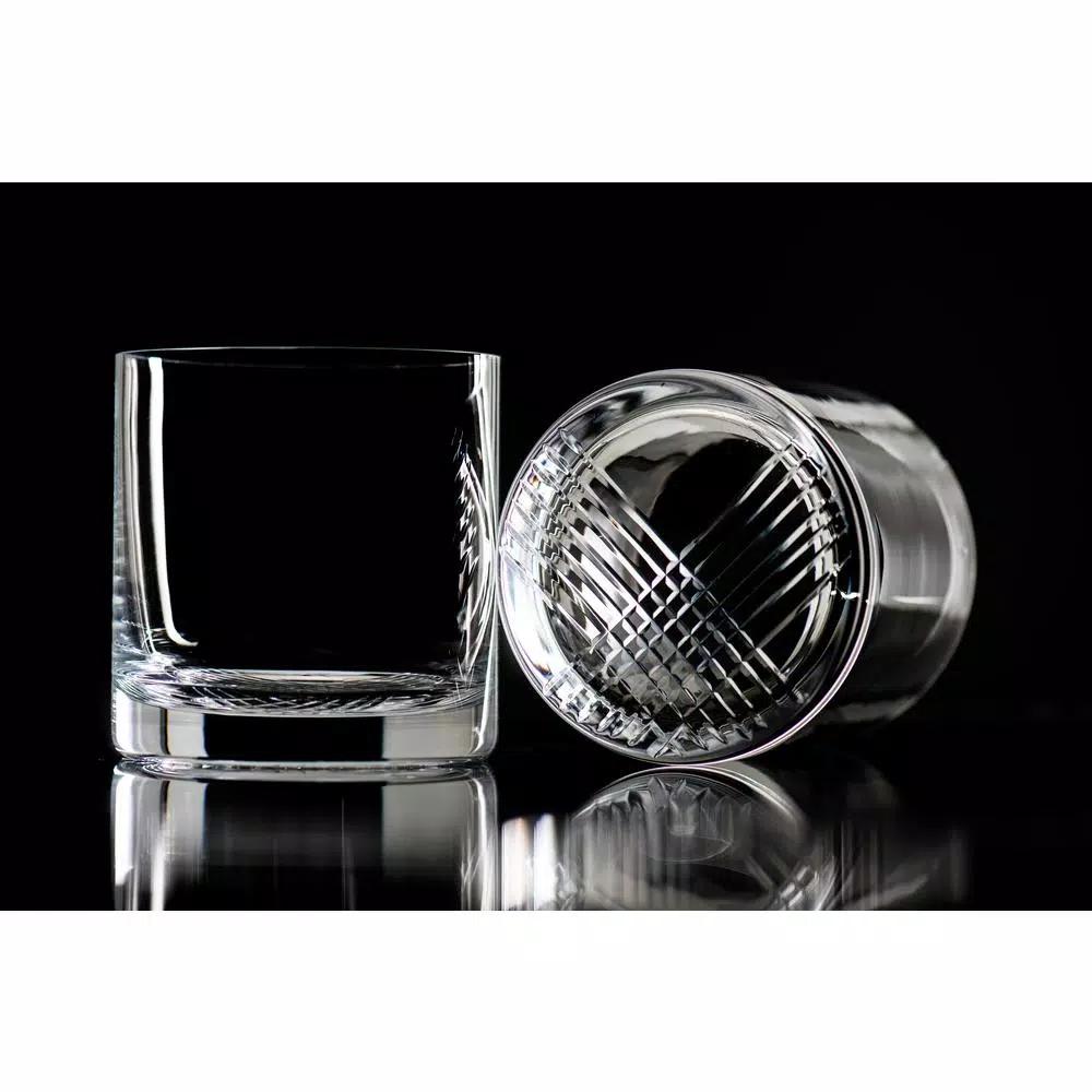 Abigails New Orleans Double Old-Fashioned Whiskey Glass Set of 4, 16 oz, Clear Glass