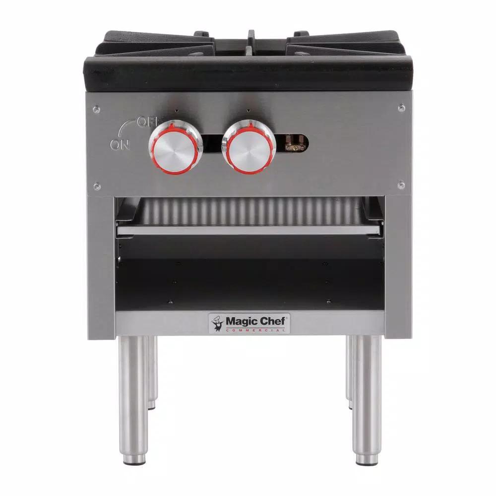 Magic Chef Commercial Single Burner Natural Gas Stock Pot Range, 80,000 BTU, Stainless Steel