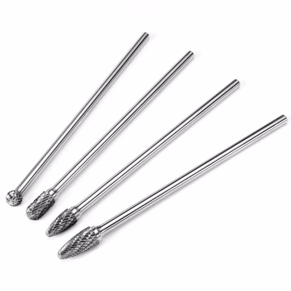 XtremepowerUS 6 in. Long Reach Double Cut Carbide Rotary Burr Bit Set, 4-Piece