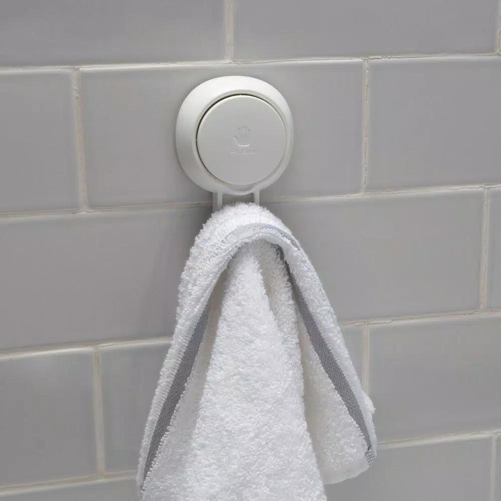 Bath Bliss 4 Pack Gel-Suction Power Hooks, Heavy Duty White Robe and Towel Hooks