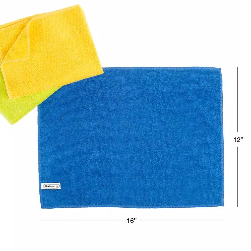 Stalwart Microfiber Cleaning Cloths, 16 x 12 in., 36-Pack, Assorted Colors