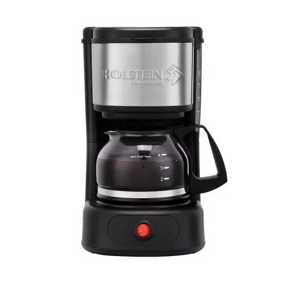 Holstein Housewares 5-Cup Drip Coffee Maker, Black Stainless Steel