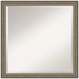 Amanti Art Parisian 22 in. Square Beveled Edge Wood Framed Bathroom Vanity Mirror, Silver Pewter thumbnail 1