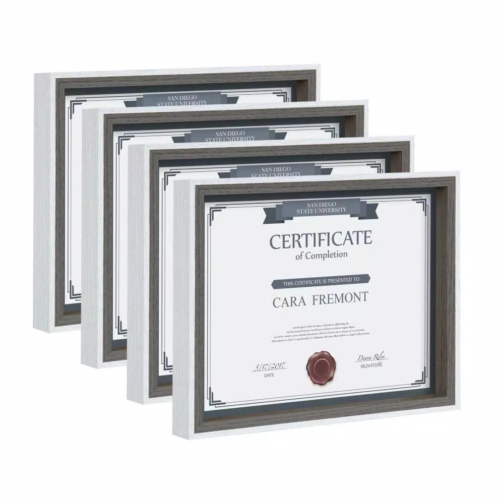 Kate and Laurel Gibson 8.5 x 11 in. Modern Document Picture Frame Set, Gray and White, 4-Pack