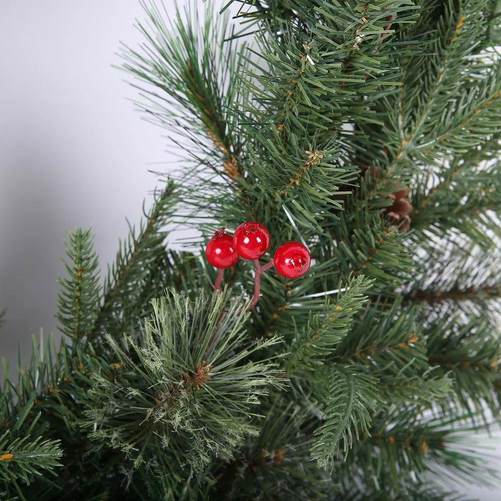 Winsome House 24 in. Artificial Pine and Cedar Wreath with Red Berries and Pinecones