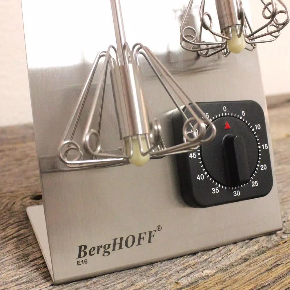 BergHOFF 2-Piece Black Whisk Set with Storage Stand and Kitchen Timer