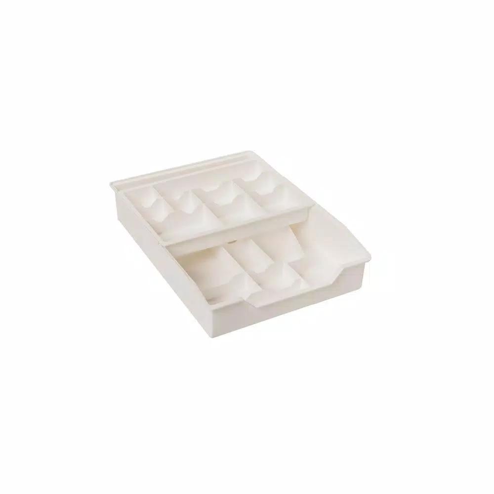Real Solutions for Real Life White 6-Compartment 2-Tier Drawer Organizer for Office, Craft, and Kitchen Supplies