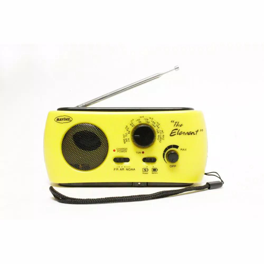 Mayday The Element Dynamo Powered Solar Emergency Radio and Flashlight with NOAA Weather Alert, Yellow