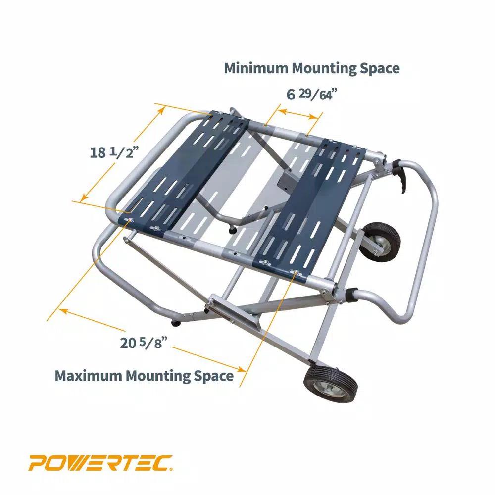 POWERTEC Rolling Foldable Table Saw Stand with 330 lb Capacity and 8-inch Wheels