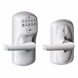Schlage Elan Satin Chrome Electronic Keypad Door Lever with Plymouth Trim and Flex Lock thumbnail 1