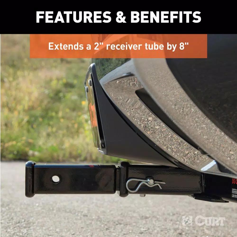 CURT 8" Receiver Tube Extender, 2" Shank, 3,500 lbs. Capacity