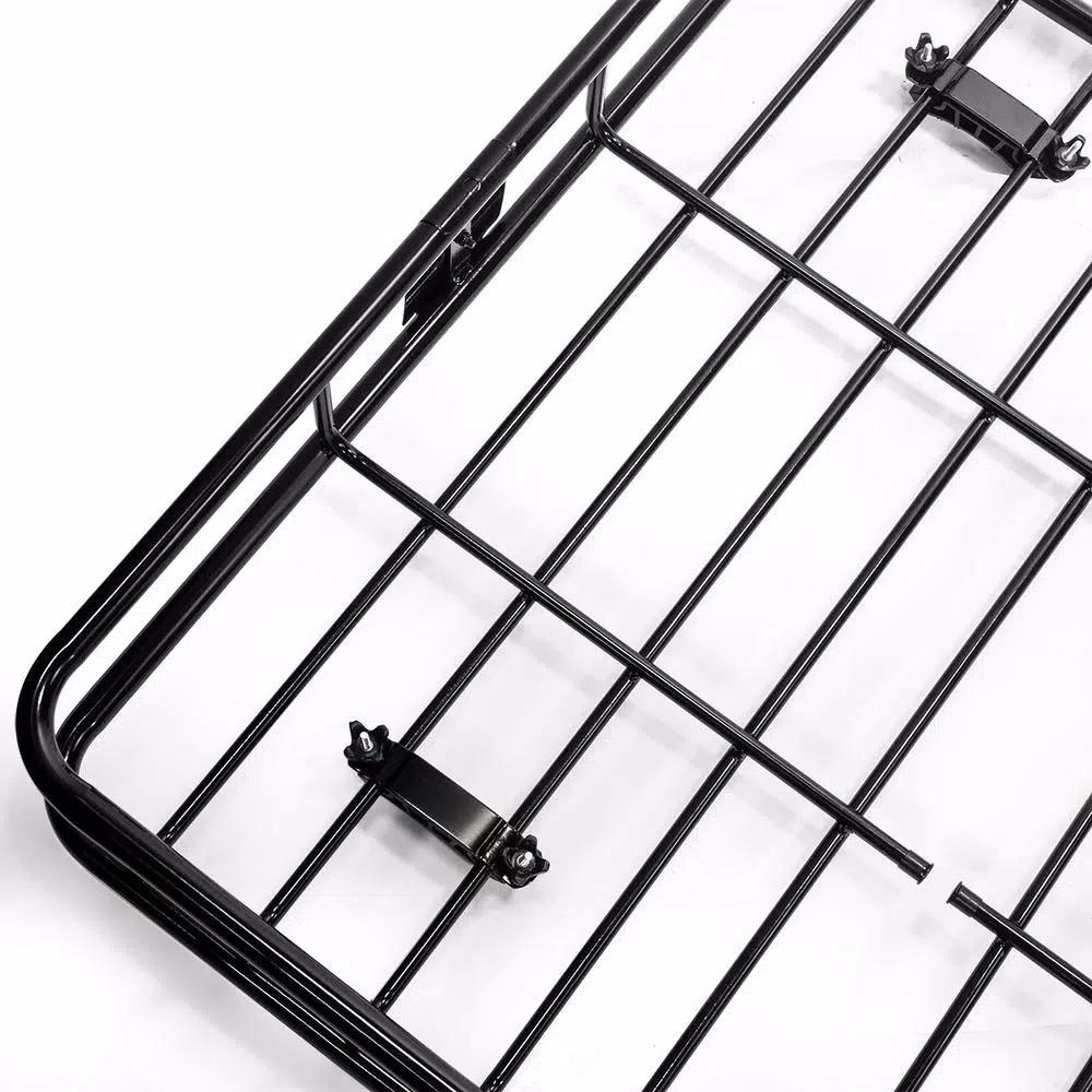 Stark Universal Roof Basket Cargo Carrier with Rack Extensions, 150 lb Capacity, Black