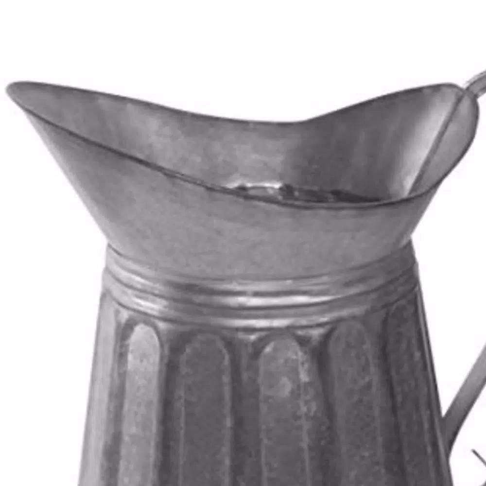 Benzara Vintage Style Gray Galvanized Metal Milk Pitcher - Rustic Kitchen Canister