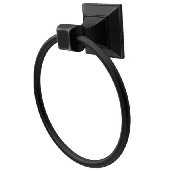 Glacier Bay Lorent Matte Black Towel Ring - Durable Zinc Hand Towel Holder