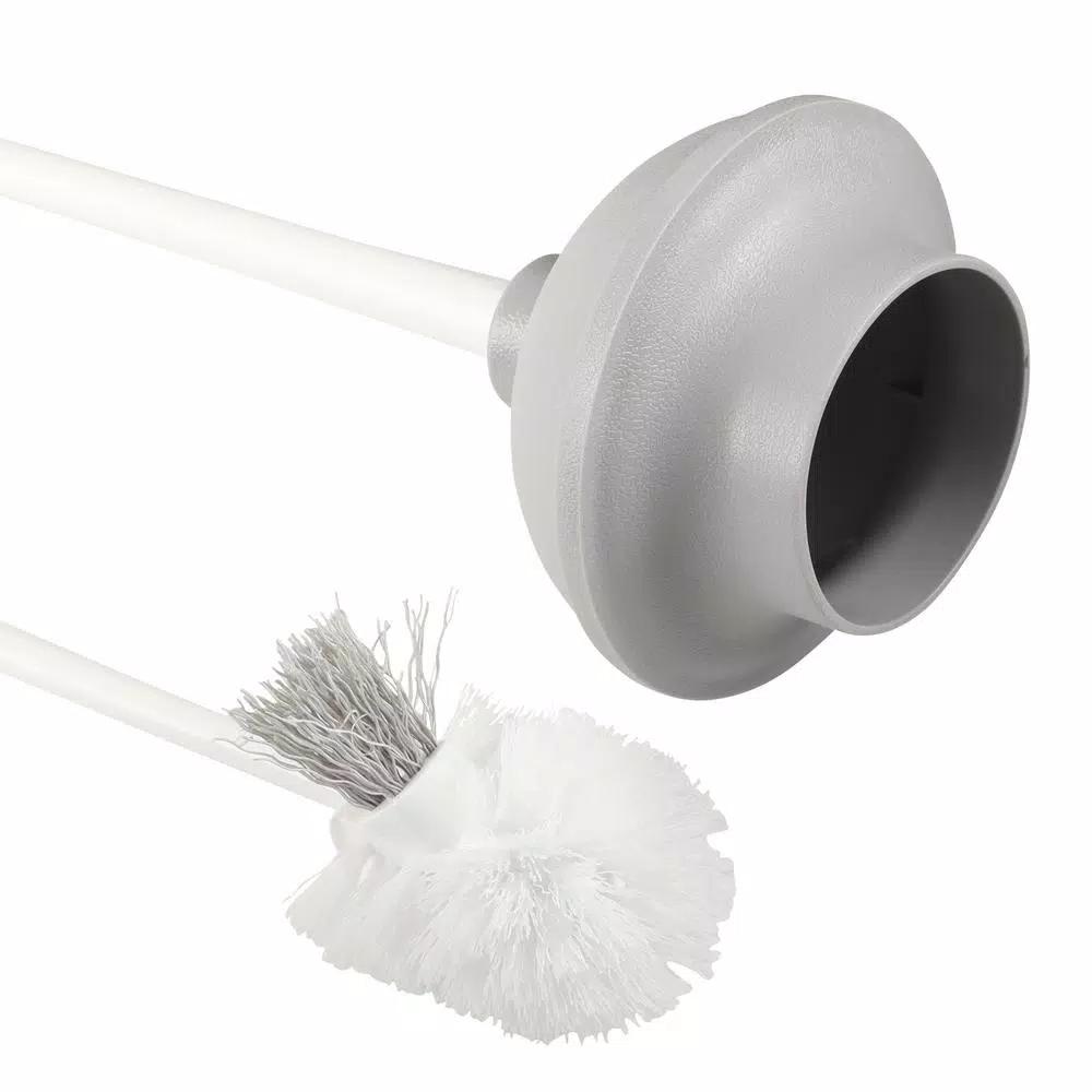 HDX Toilet Brush and Plunger Set with Storage Caddy - Antimicrobial Polypropylene Bristles