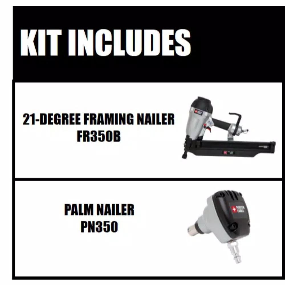Porter-Cable FR350B 21-Degree 3-1/2 in. Full Round Framing Nailer with Bonus 0-Degree Mini Impact Palm Nailer Kit