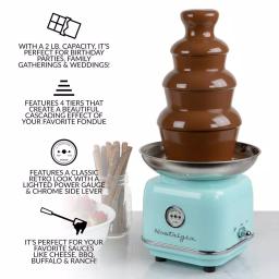 Nostalgia 4-Tier Aqua Chocolate Fountain with LED Power Gauge and Heated Stainless Steel Bowl thumbnail 2