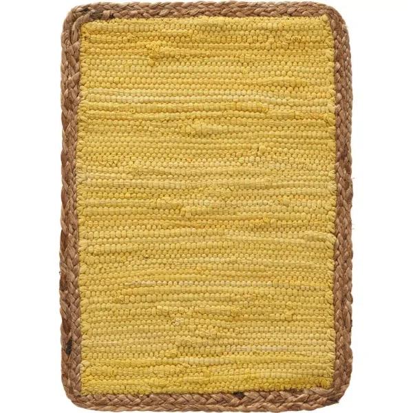 LR Home Sunny Day Yellow Jute Bordered Cotton Placemats, Set of 4