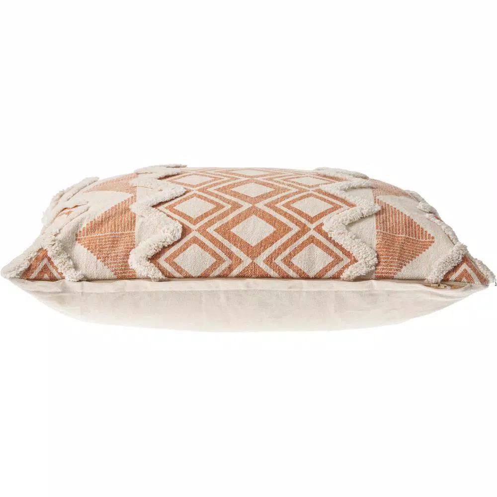 LR Home 36 x 14 in. Orange and Cream Tufted Geometric Cotton Throw Pillow