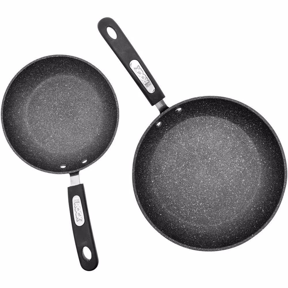Starfrit The Rock 2-Piece Aluminum Nonstick Frying Pan Set, Black